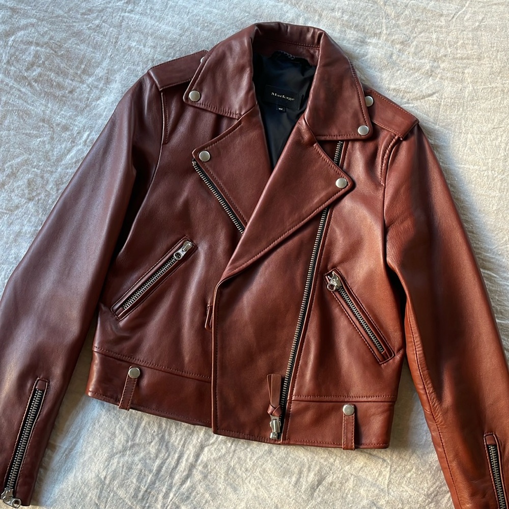 Mackage Baya Brown Leather Jacket Size S